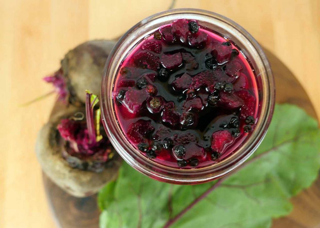 Ariel view of pickled beet stems by Roaring Spork