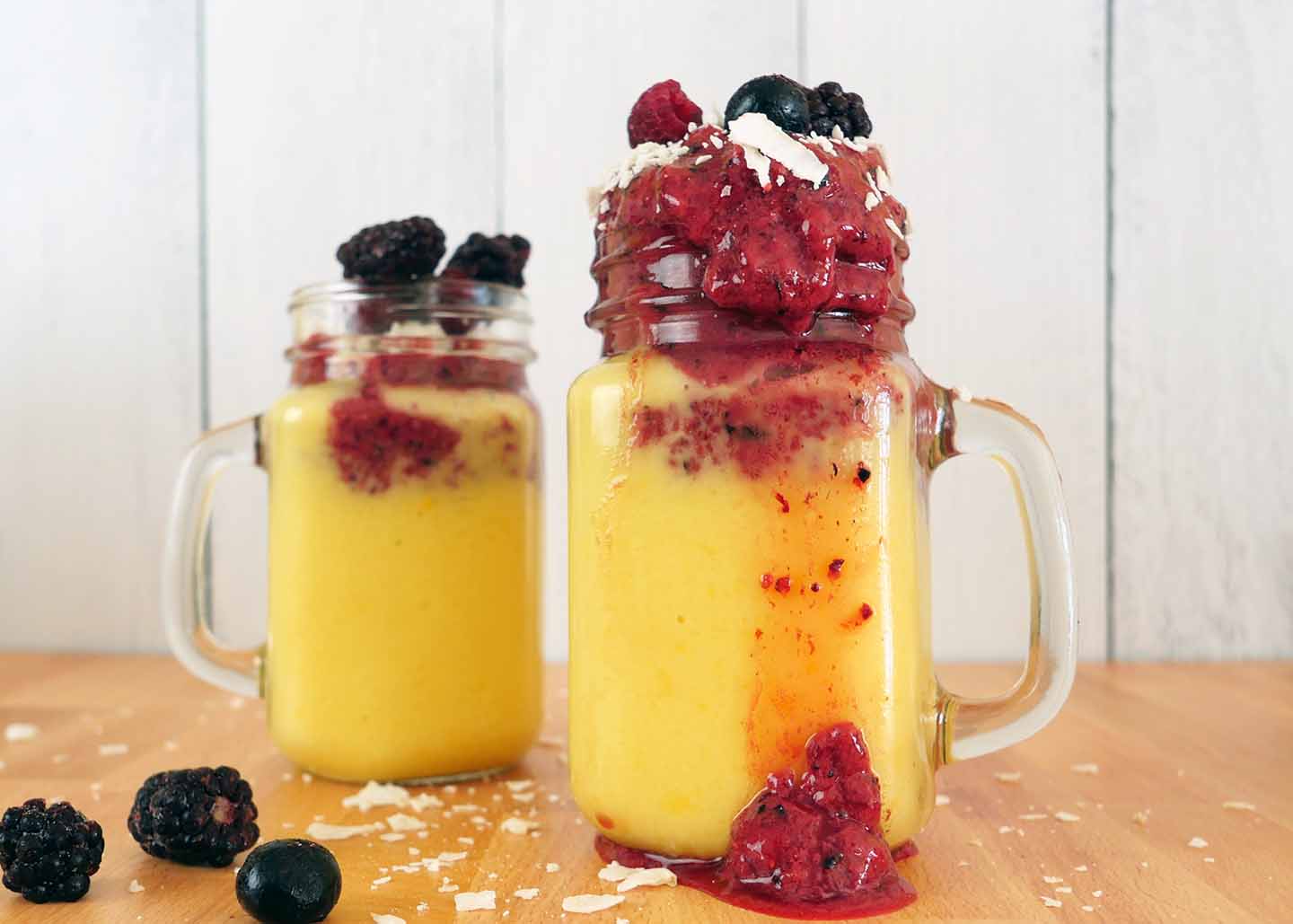 Tart Mango Berry Smoothie - Roaring Spork