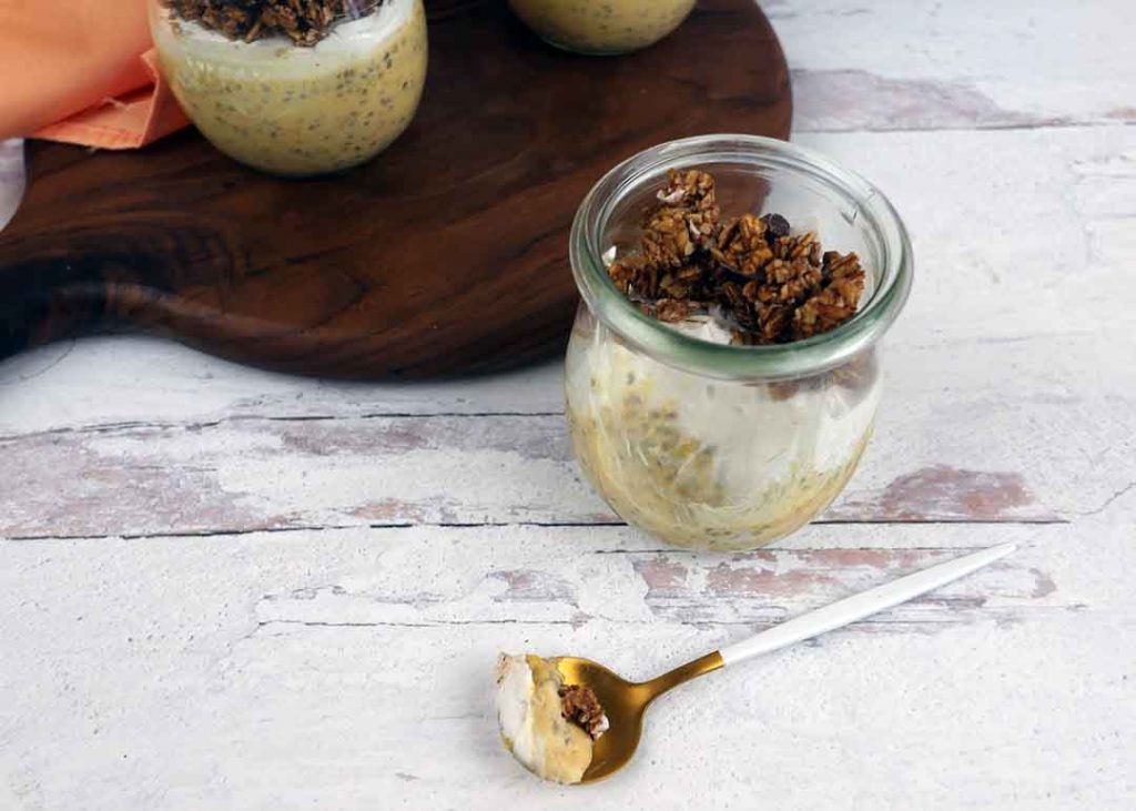 Mango chili breakfast parfait with chia