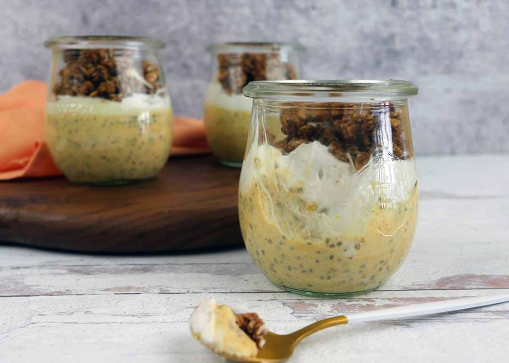 Chia breakfast parfait with mango