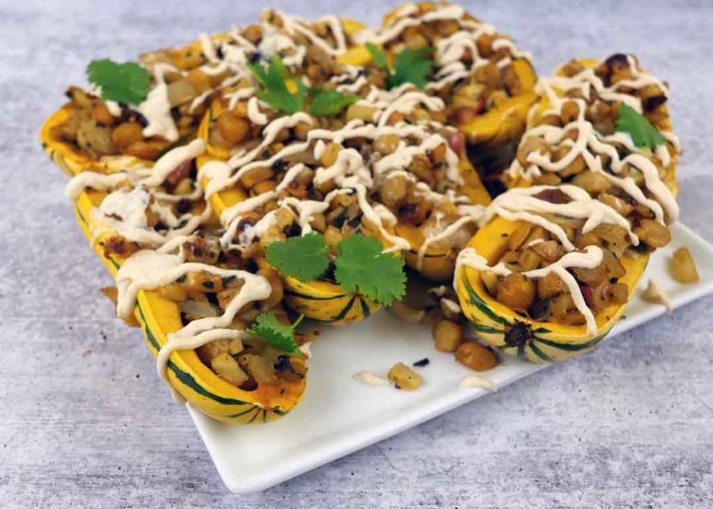 Vegetarian stuffed delicata squash