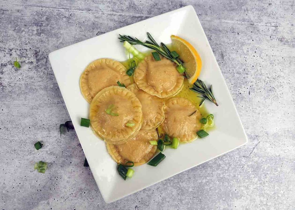 Gluten free butternut squash ravioli